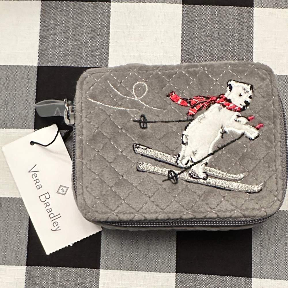 Vera Bradley Quilted Pill Pouch with Skiing Bear Design